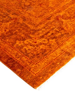 Contemporary Overdyed Hand Knotted Wool Gold Area Rug 6' 0" x 8' 10"