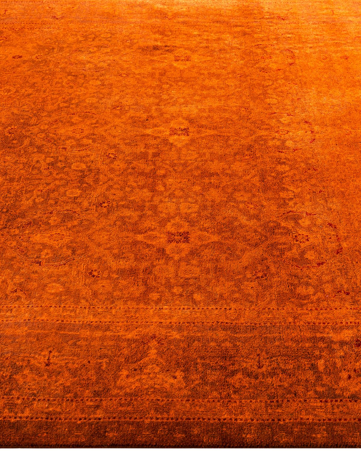 Alfombra de lana teñida a mano dorada contemporánea 6' 0