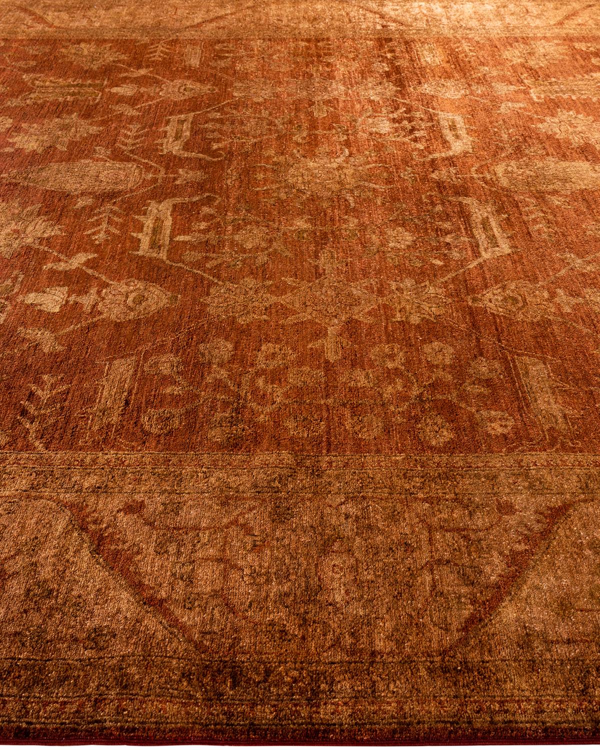 Contemporary Overdyed Hand Knotted Wool Gold Area Rug 9' 1