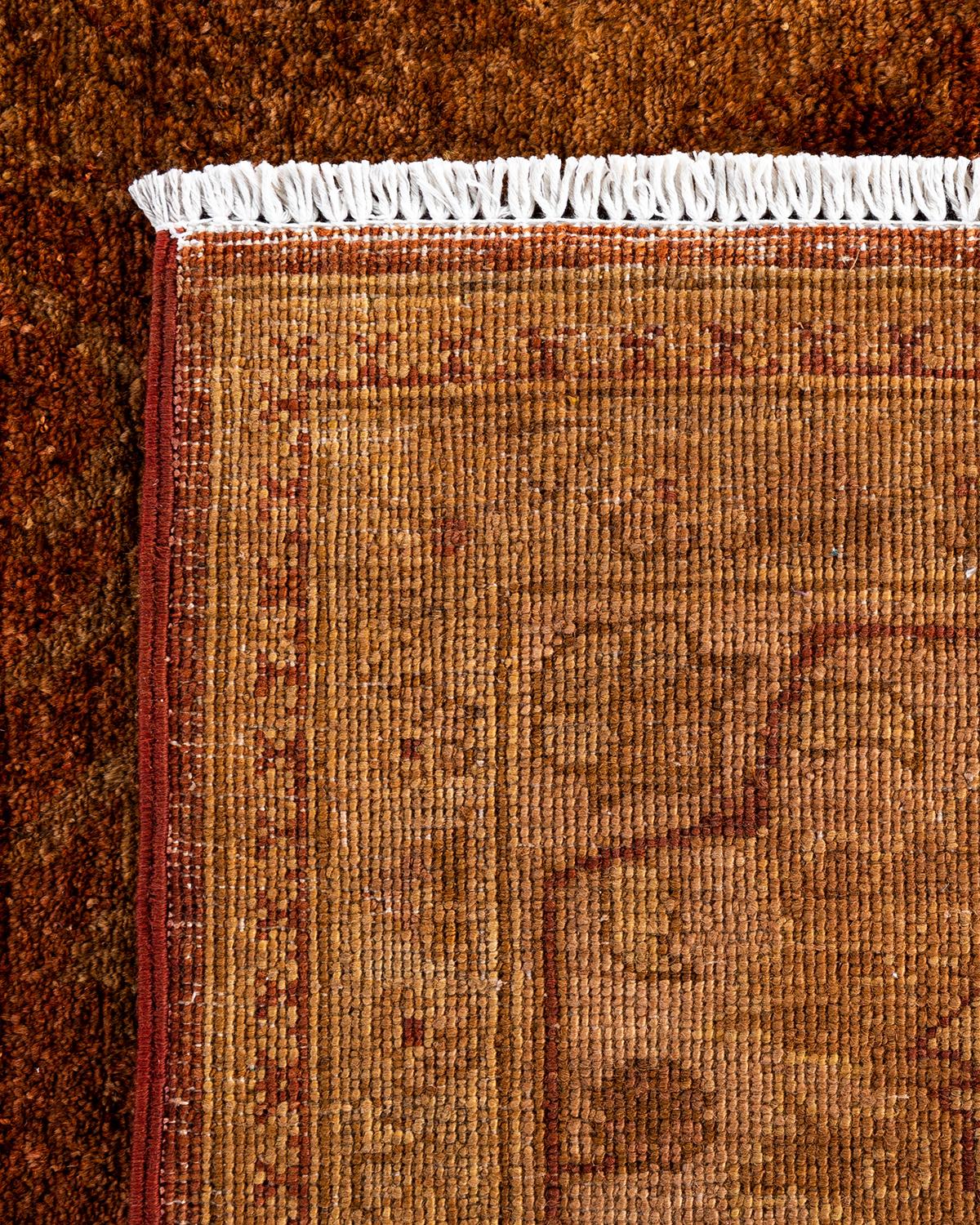 Contemporary Overdyed Hand Knotted Wool Gold Area Rug 9' 1