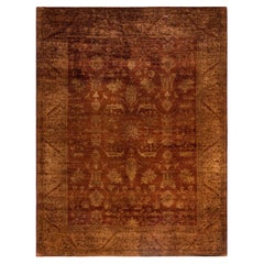 Alfombra de lana dorada teñida a mano contemporánea 30 cm x 30 cm