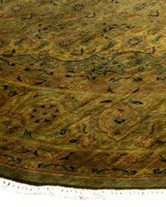 Contemporary Overdyed Hand Knotted Wool Gold Area Rug