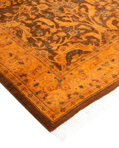 Contemporary Overdyed Hand Knotted Wool Gold Area Rug