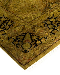 Contemporary Overdyed Hand Knotted Wool Gold Area Rug
