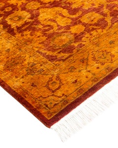 Contemporary Overdyed Hand Knotted Wool Gold Area Rug