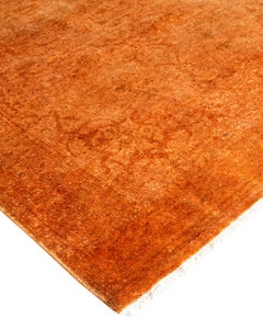 Alfombra de lana dorada teñida a mano contemporánea