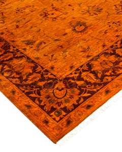 Alfombra de lana dorada teñida a mano contemporánea