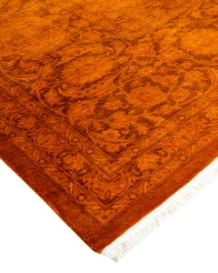 Contemporary Overdyed Hand Knotted Wool Gold Area Rug