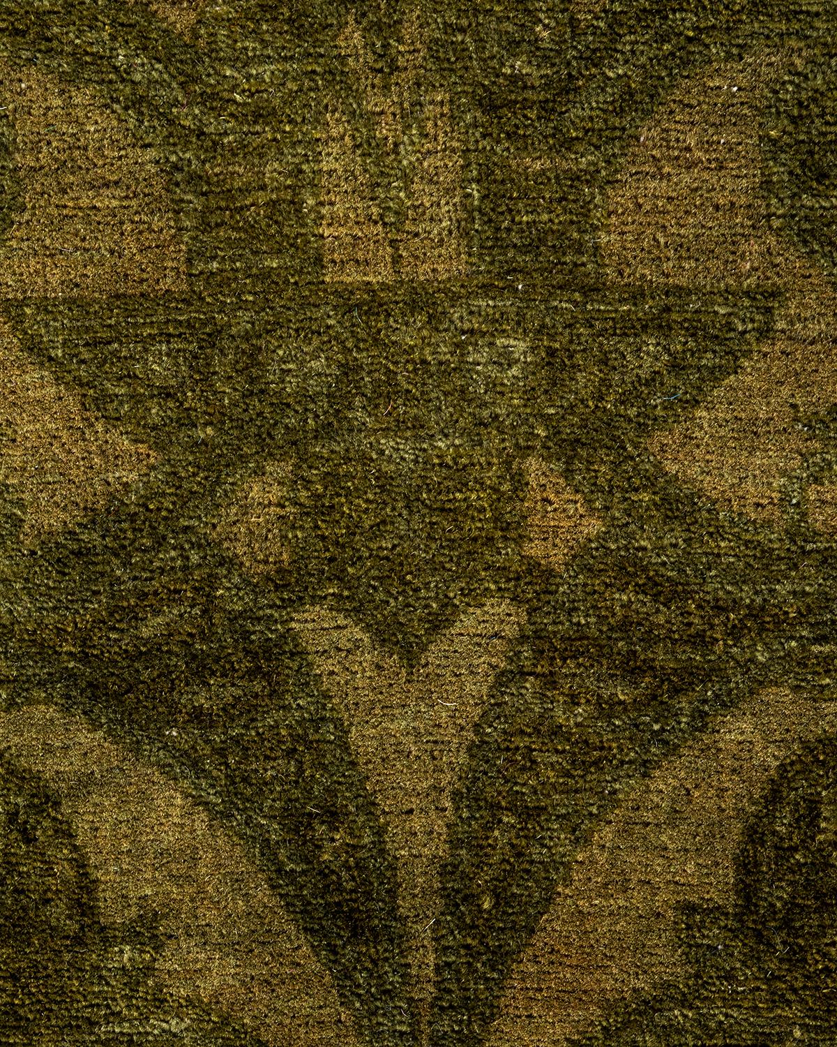 Pakistani Contemporary Overdyed Hand Knotted Wool Gold Area Rug