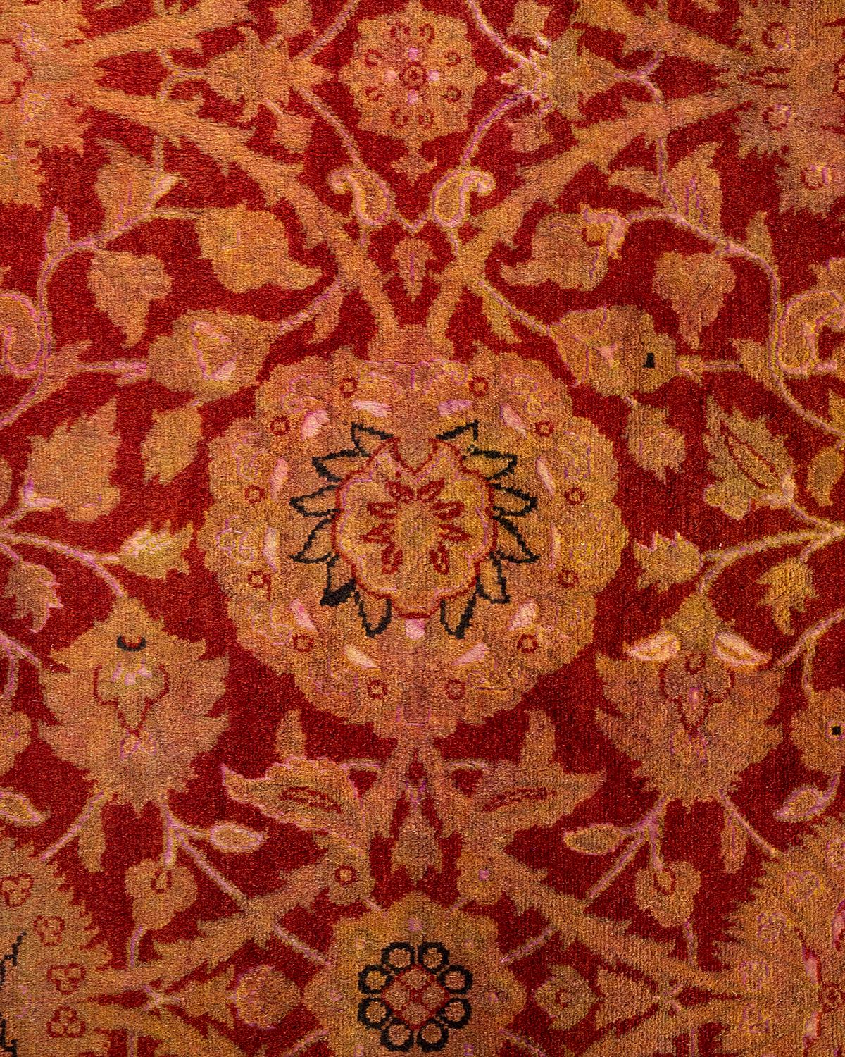 Pakistani Contemporary Overdyed Hand Knotted Wool Gold Area Rug For Sale