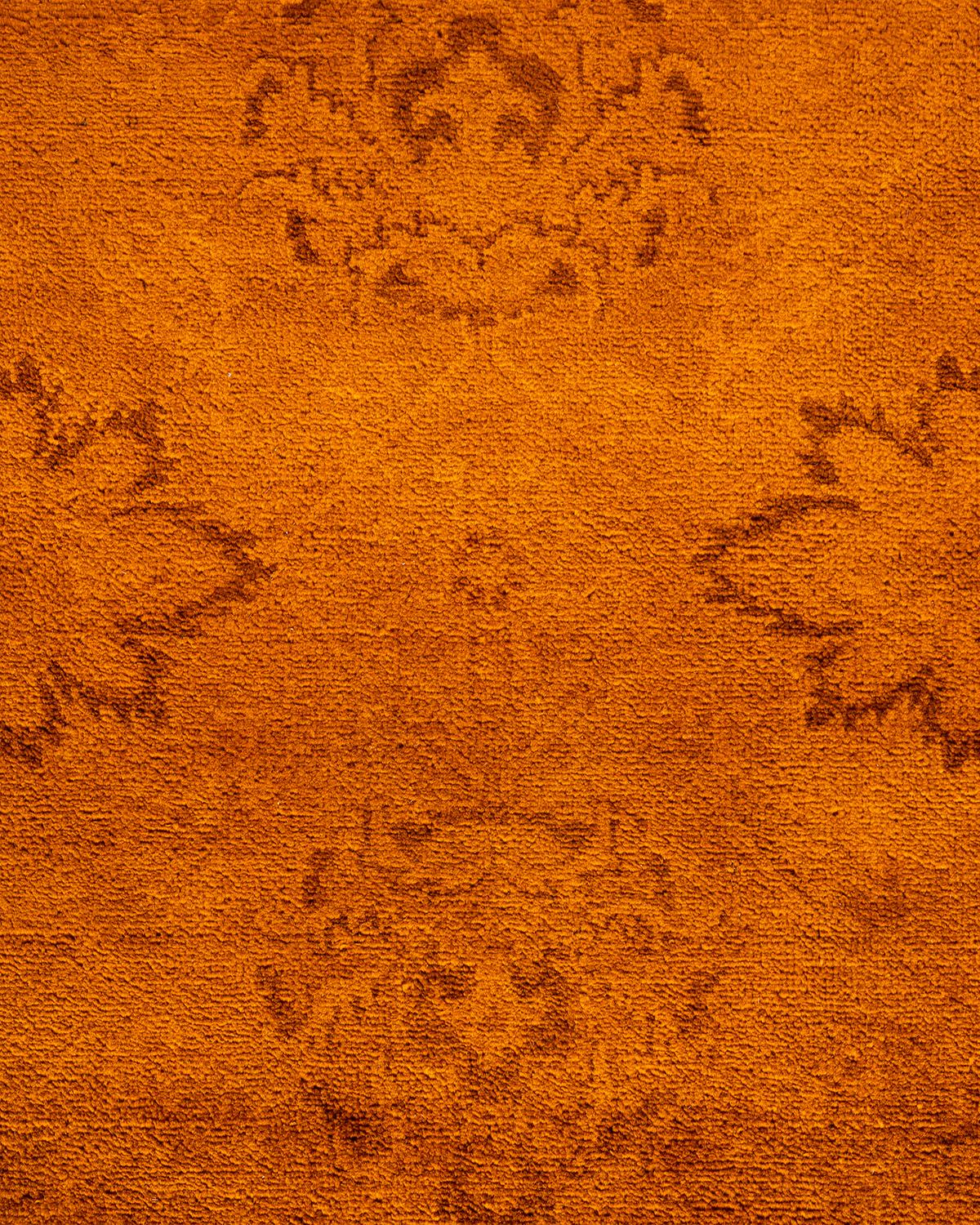 Pakistani Contemporary Overdyed Hand Knotted Wool Gold Area Rug For Sale