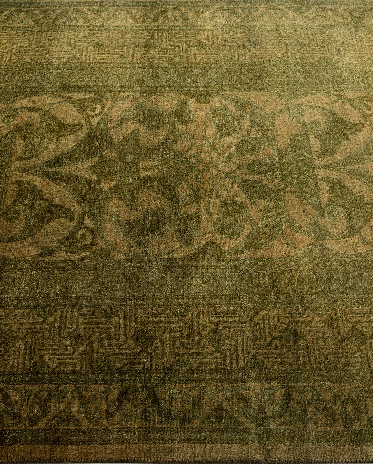 Contemporary Overdyed Hand Knotted Wool Gold Area Rug In New Condition In Norwalk, CT