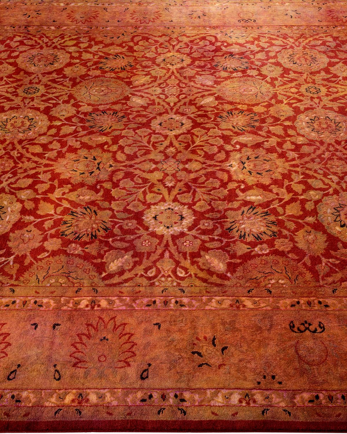 Contemporary Overdyed Hand Knotted Wool Gold Area Rug In New Condition For Sale In Norwalk, CT