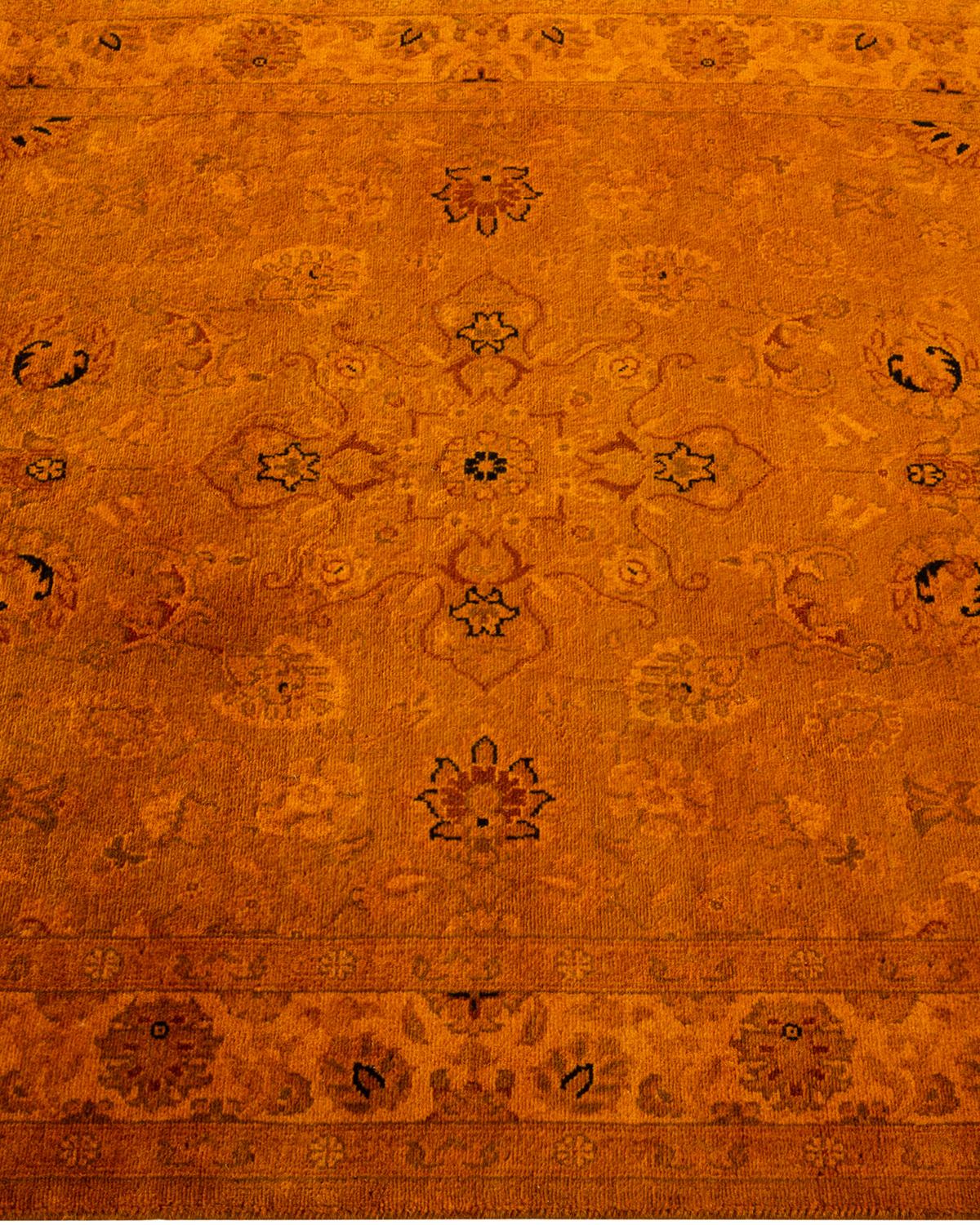 Contemporary Overdyed Hand Knotted Wool Gold Area Rug In New Condition For Sale In Norwalk, CT