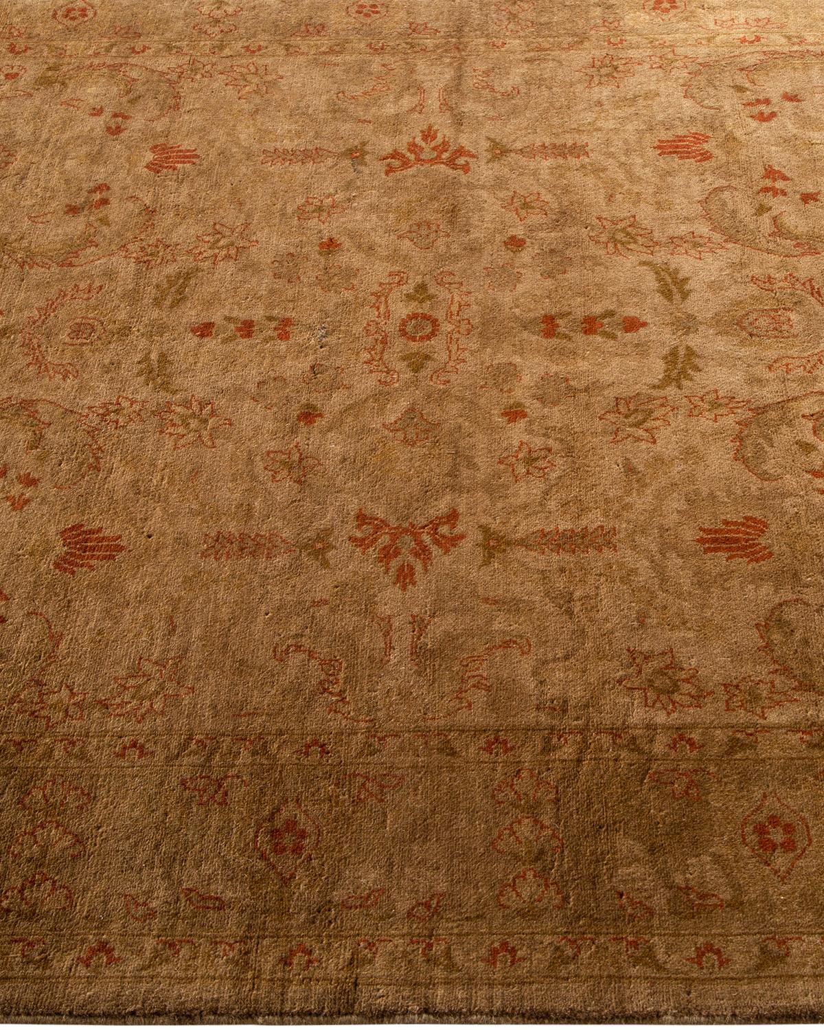Contemporary Overdyed Hand Knotted Wool Gold Area Rug In New Condition For Sale In Norwalk, CT