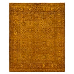 Contemporary Overdyed Hand Knotted Wool Gold Area Rug
