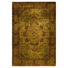 Contemporary Overdyed Hand Knotted Wool Gold Area Rug