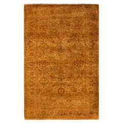 Contemporary Overdyed Hand Knotted Wool Gold Area Rug