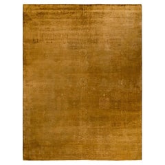 Contemporary Overdyed Hand Knotted Wool Gold Area Rug