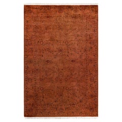 Contemporary Overdyed Hand Knotted Wool Gold Area Rug