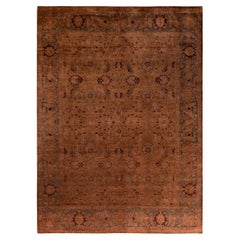 Contemporary Overdyed Hand Knotted Wool Gold Area Rug