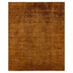 Contemporary Overdyed Hand Knotted Wool Gold Area Rug