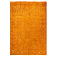 Contemporary Overdyed Hand Knotted Wool Gold Area Rug 