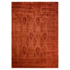 Contemporary Overdyed Hand Knotted Wool Gold Area Rug