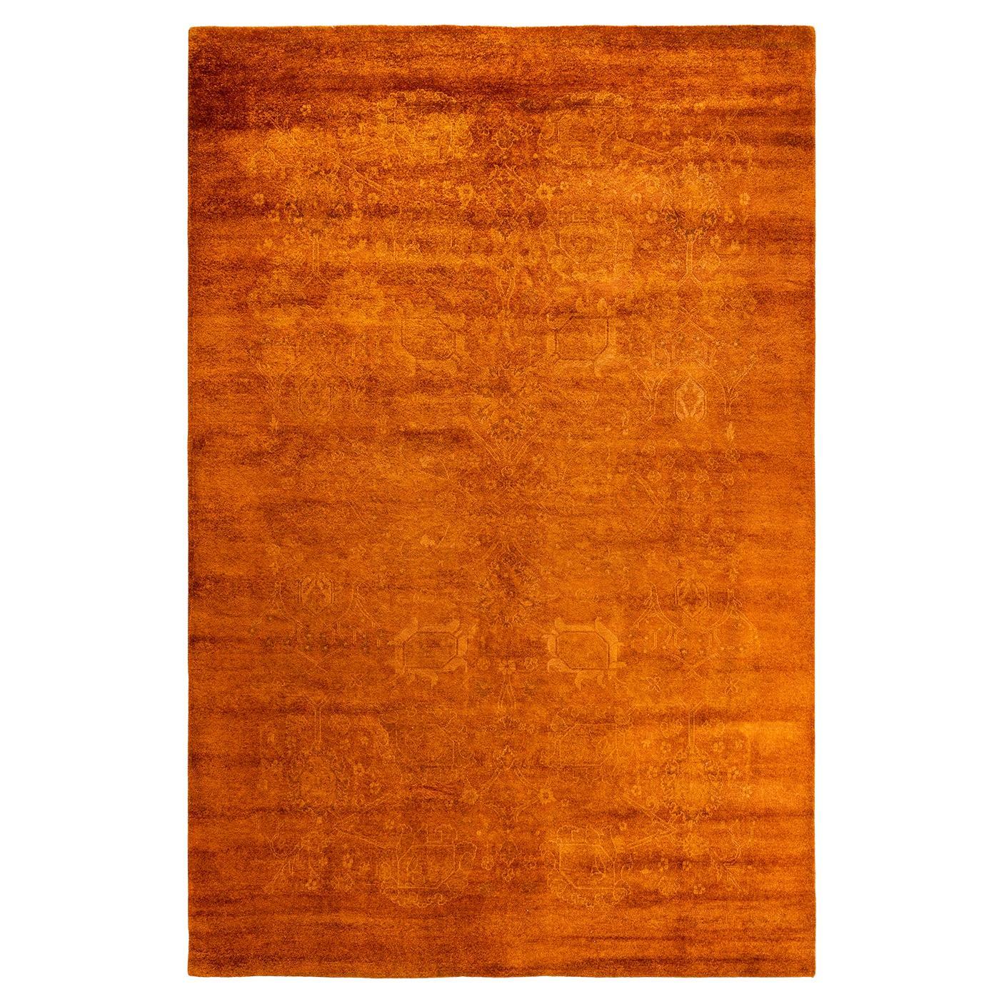 Contemporary Overdyed Hand Knotsted Wool Gold Area Rug (Tapis de sol en laine surteintée doré)