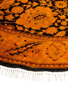 Contemporary Overdyed Hand Knotsted Wool Gold Oval Area Rug (tapis ovale en laine surteintée)