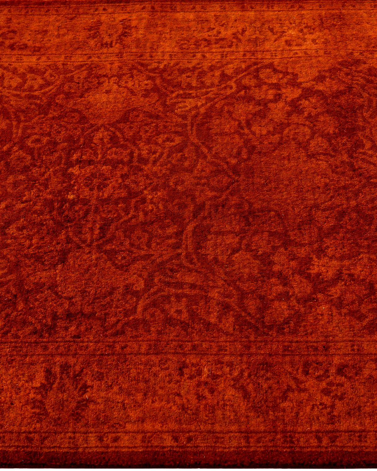Contemporary Overdyed Hand Knotted Wool Gold Runner 2' 7