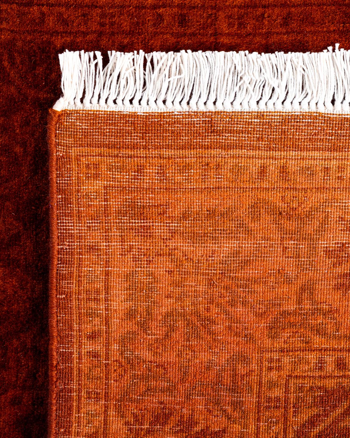 XXI secolo e contemporaneo Contemporary Overdyed Hand Knotted Wool Gold Runner 2' 7