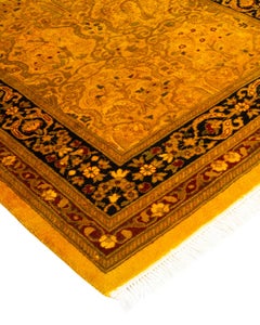 Contemporary Overdyed Hand Knotted Wool Gold Runner