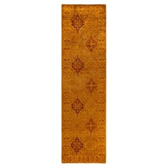 Contemporary Overdyed Hand Knotted Wool Gold Runner