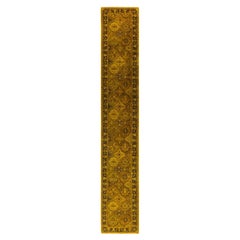 Contemporary Overdyed Hand Knotted Wool Gold Runner