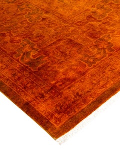 Contemporary Overdyed Hand Knotted Wool Gold Square Area Rug