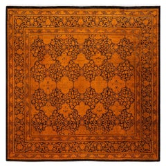 Contemporary Overdyed Hand Knotted Wool Gold Square Area Rug