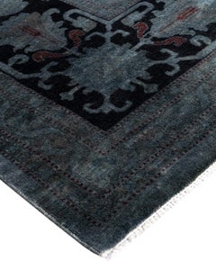 Contemporary Overdyed Hand Knotted Wool Gray Area Rug 11' 10" x 15' 5"