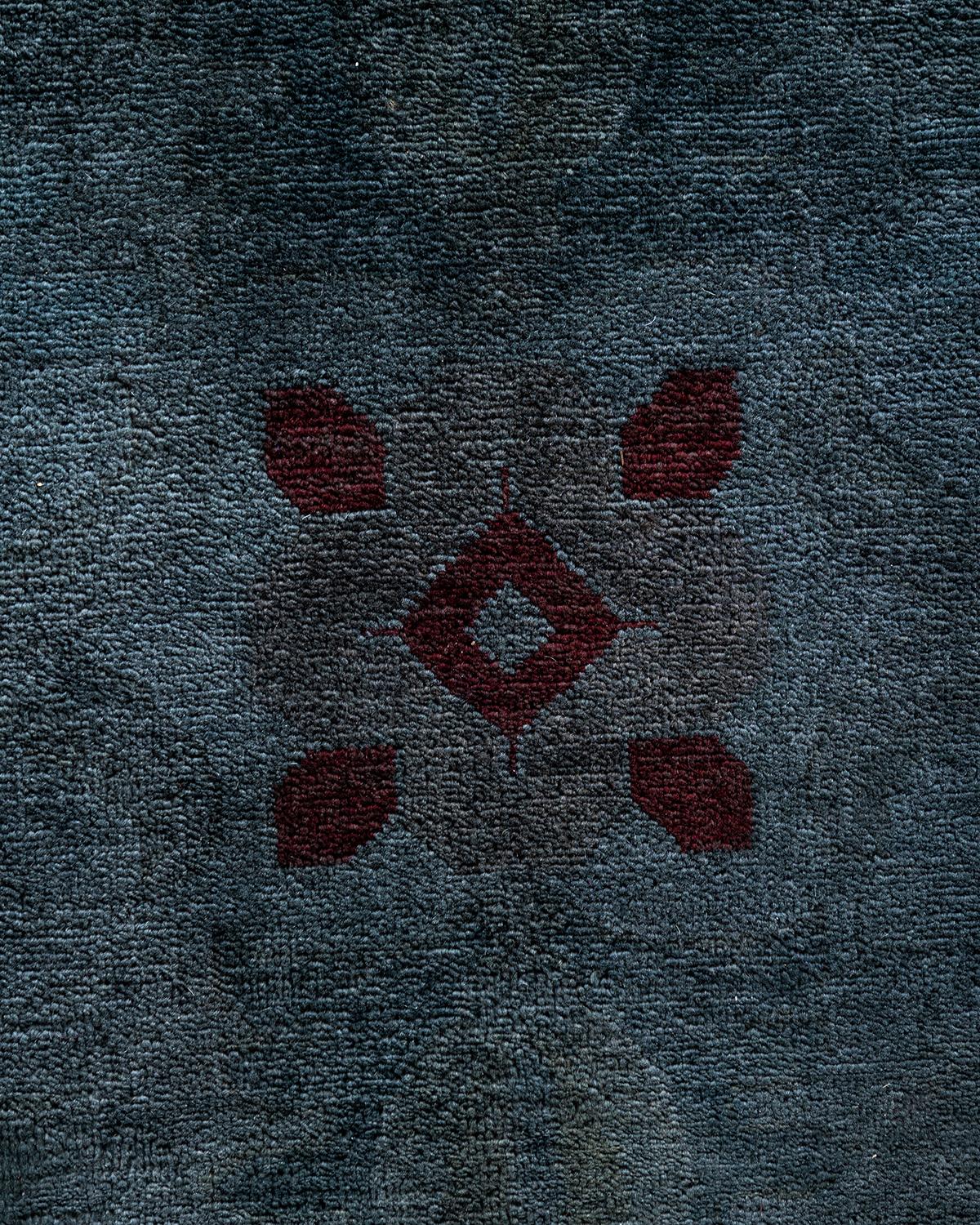 Pakistanais Contemporary Overdyed Hand Knotted Wool Gray Area Rug 11' 10