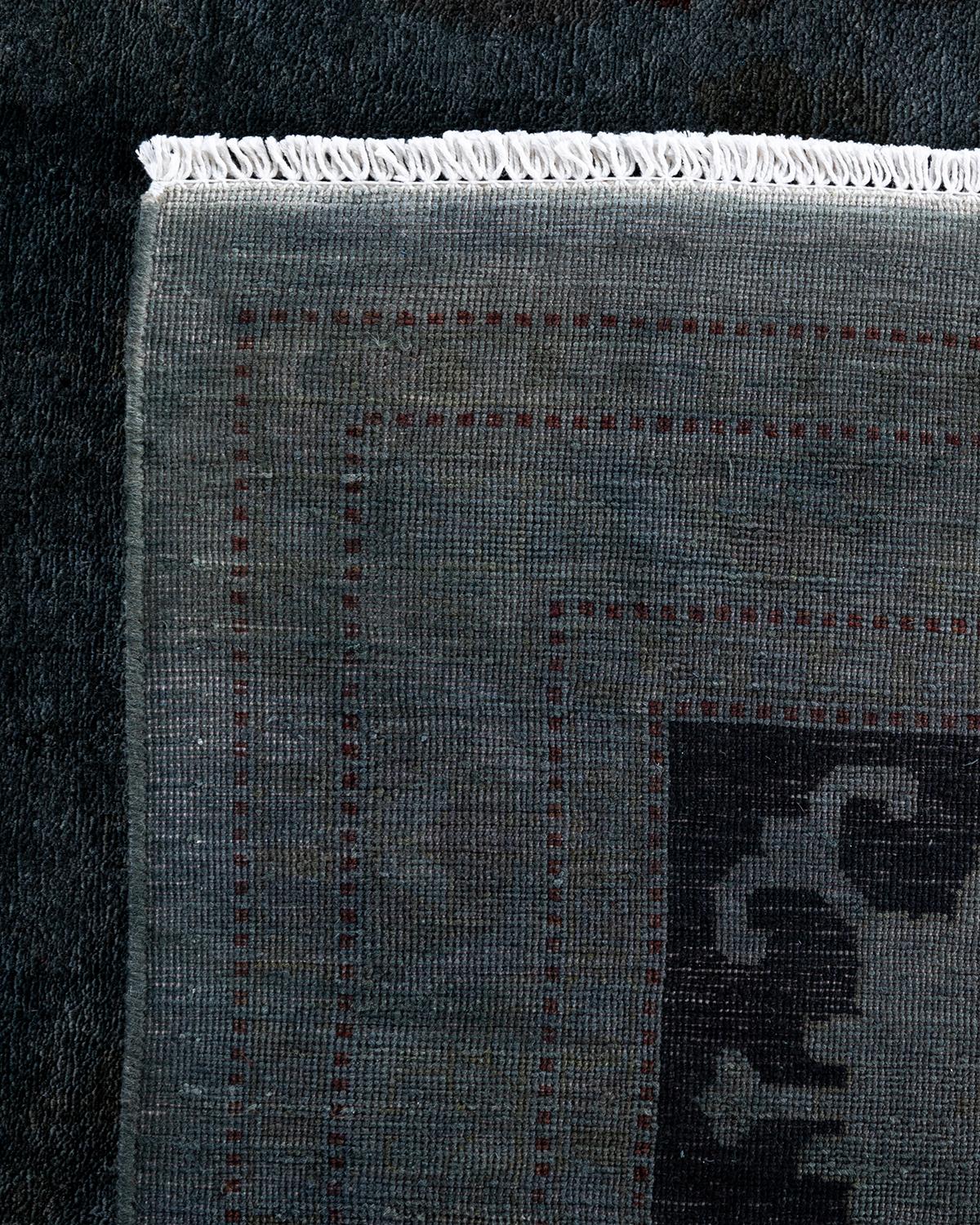 XXIe siècle et contemporain Contemporary Overdyed Hand Knotted Wool Gray Area Rug 11' 10