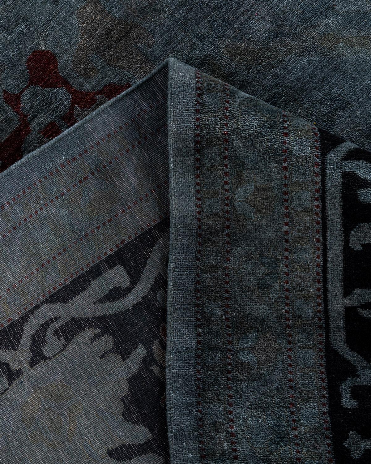 Laine Contemporary Overdyed Hand Knotted Wool Gray Area Rug 11' 10