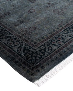 Contemporary Overdyed Hand Knotted Wool Gray Area Rug 3' 2" x 5' 3"