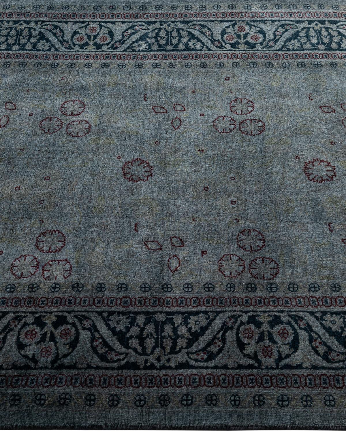 Zeitgenössische Overdyed handgeknüpfte Wolle grau Bereich Teppich 3' 2