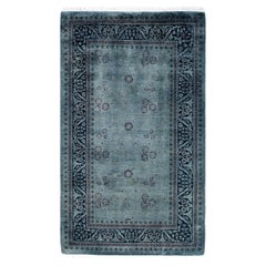 Contemporary Overdyed Hand Knotted Wool Gray Area Rug 3' 2" x 5' 3"