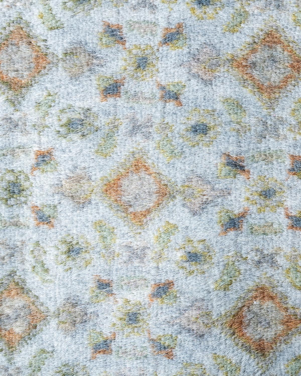 Contemporary Overdyed Hand Knotted Wool Gray Area Rug 4' 2