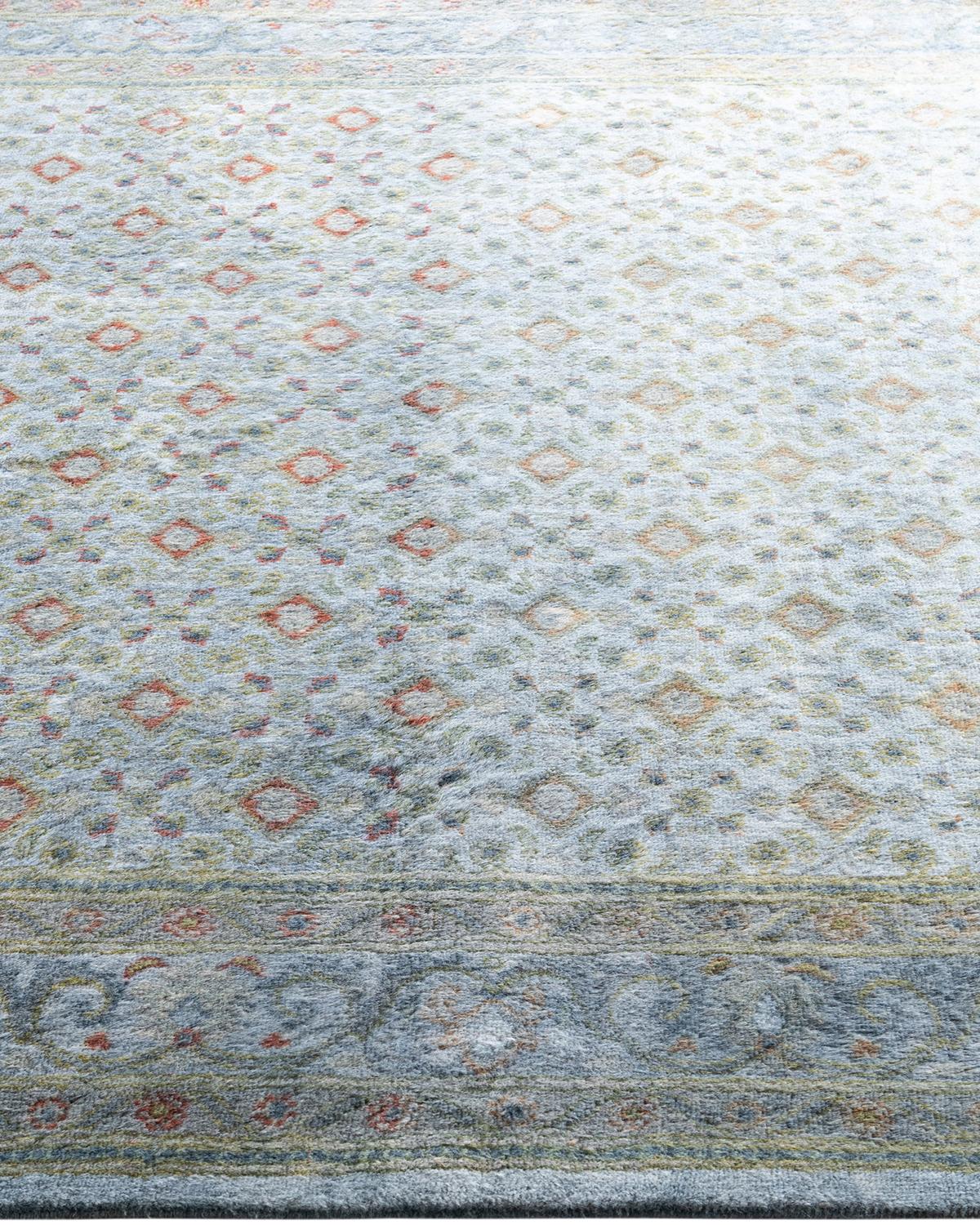 Contemporary Overdyed Hand Knotted Wool Gray Area Rug 4' 2