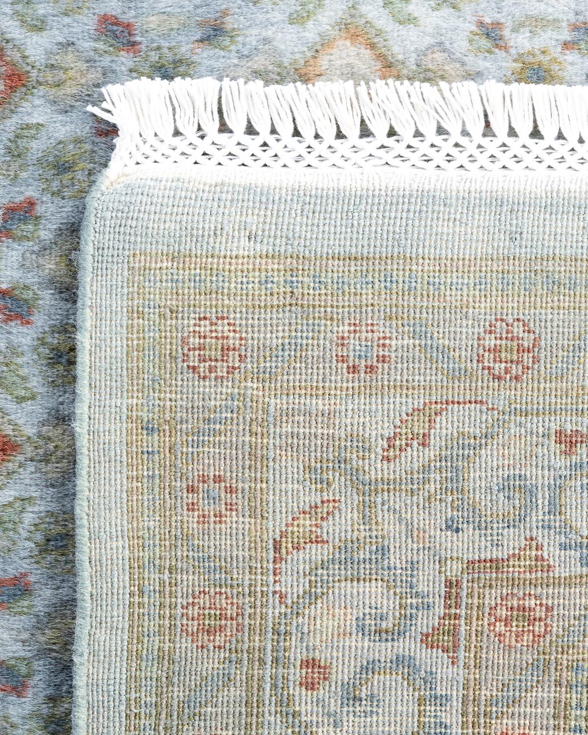 Contemporary Overdyed Hand Knotted Wool Gray Area Rug 4' 2