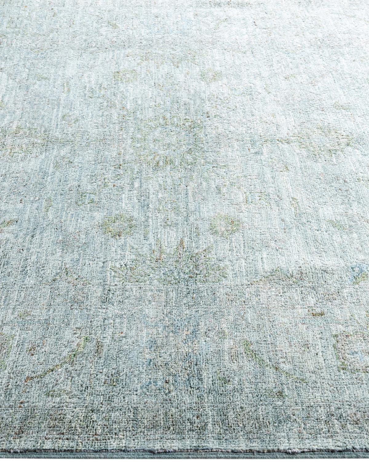 Contemporary Overdyed Hand Knotted Wool Gray Area Rug 4' 2