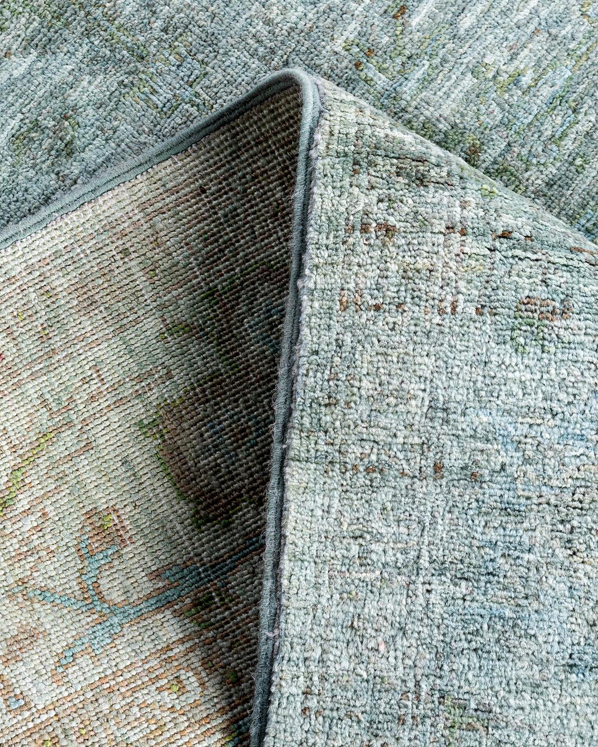 Contemporary Overdyed Hand Knotted Wool Gray Area Rug 4' 2