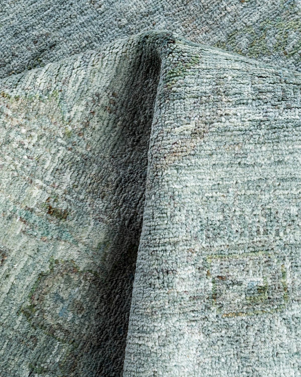 Contemporary Overdyed Hand Knotted Wool Gray Area Rug 4' 2